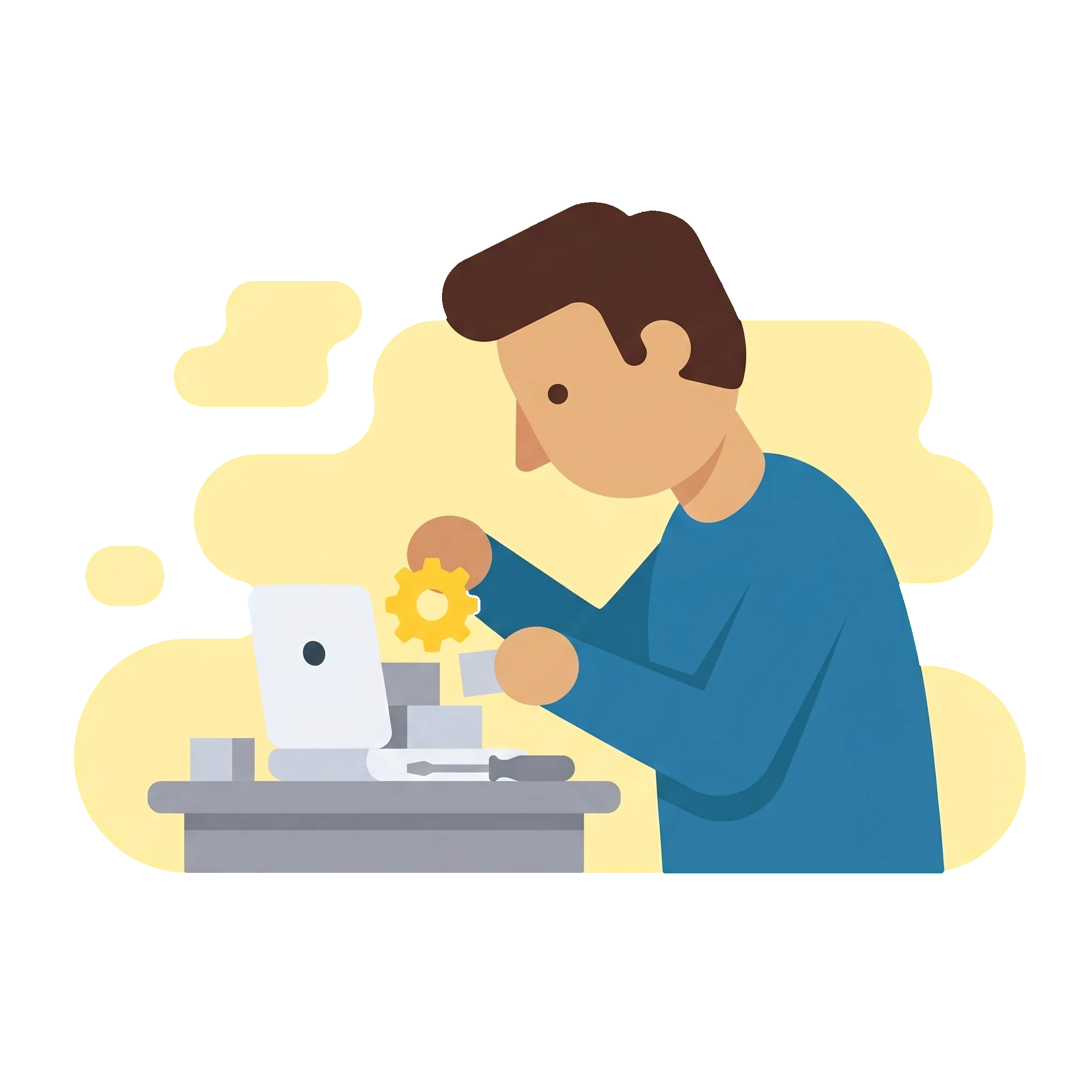 AIツール試作品を組む技師